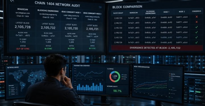 Chain 1404 Terbelah? Audit Publik BlockDAG Membandingkan BDAGscan, BlockDAG Engineering dan Node Komunitas
