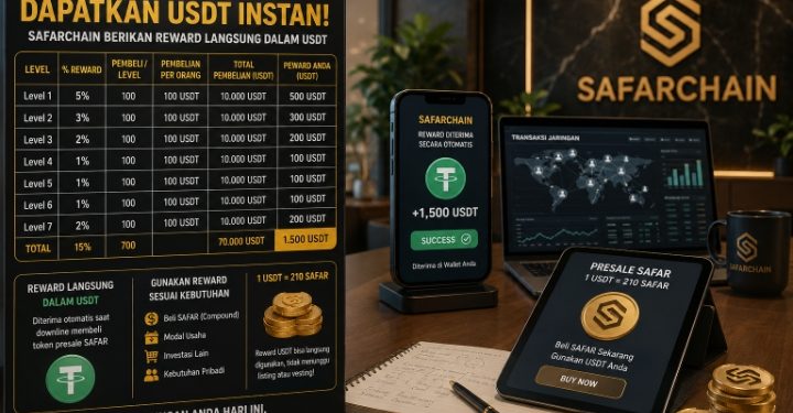 Bangun Jaringan dan Dapatkan USDT Instan: Simulasi Reward 7 Level SAFAR yang Bisa Mencapai 1.500 USDT