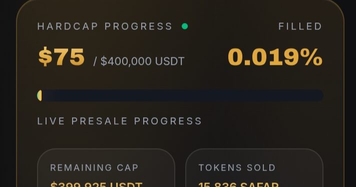 Presale SAFAR: Baru $75 Terkumpul, tetapi Mesin Pertumbuhan Mulai Bergerak